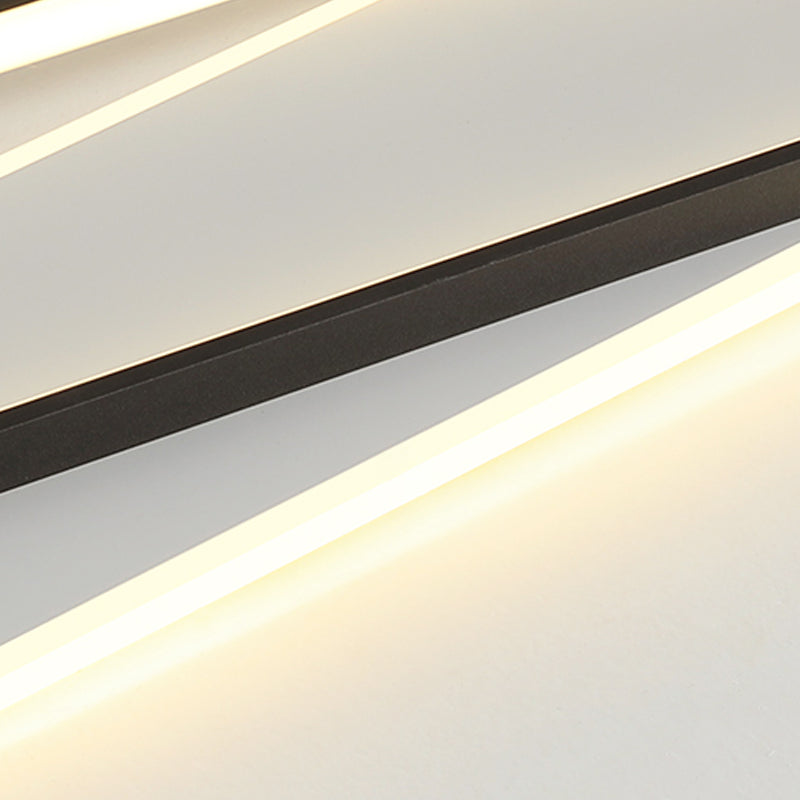 Metal Rectangular Close to Ceiling Lighting Modern LED Black Ceiling Light