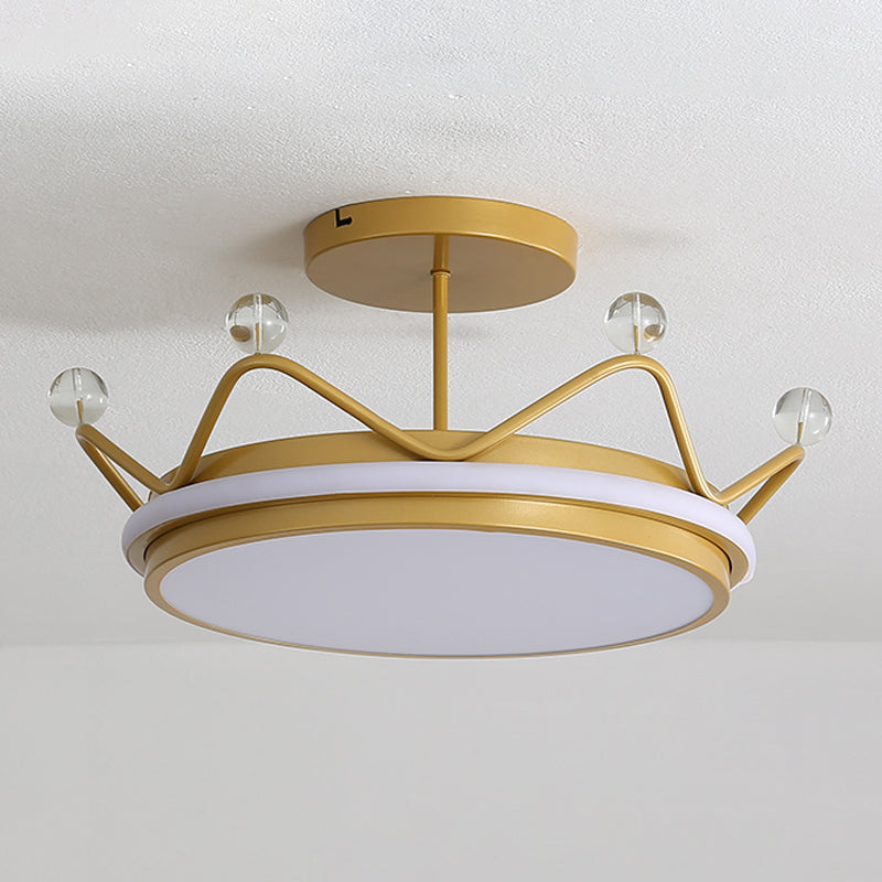 Crown Shape LED Ceiling Lamp Kids Style Iron 2 Lights Flush Mount for Bedroom