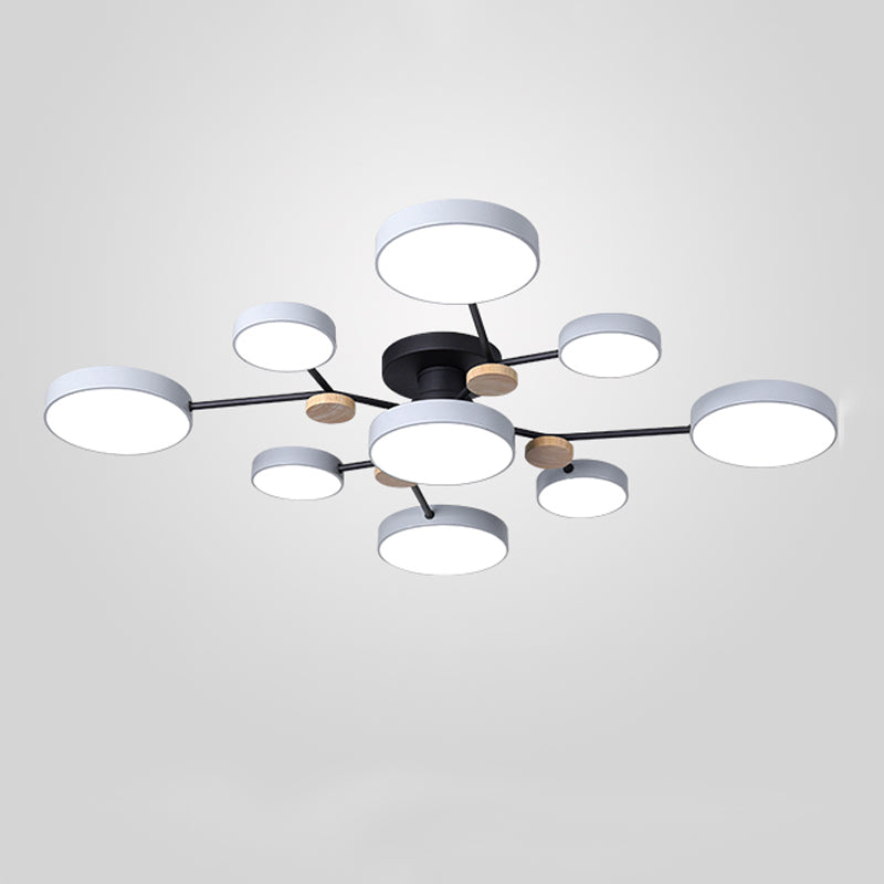 Multi Light Circle Ceiling Lamp Modern Macaron Style Metal Ceiling Lighting for Bedroom