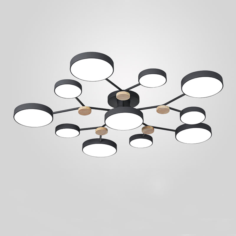 Multi Light Circle Ceiling Lamp Modern Macaron Style Metal Ceiling Lighting for Bedroom