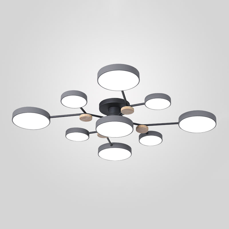 Multi Light Circle Ceiling Lamp Modern Macaron Style Metal Ceiling Lighting for Bedroom