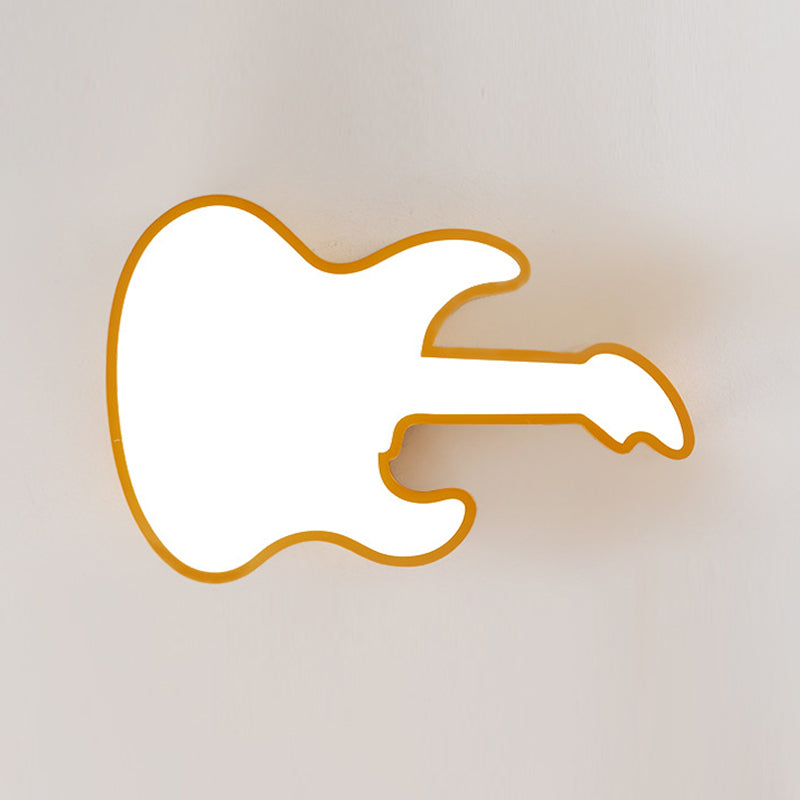 Guitar Flush Ceiling Light Kids Style Metal LED Kindergarten Ceiling Lighting