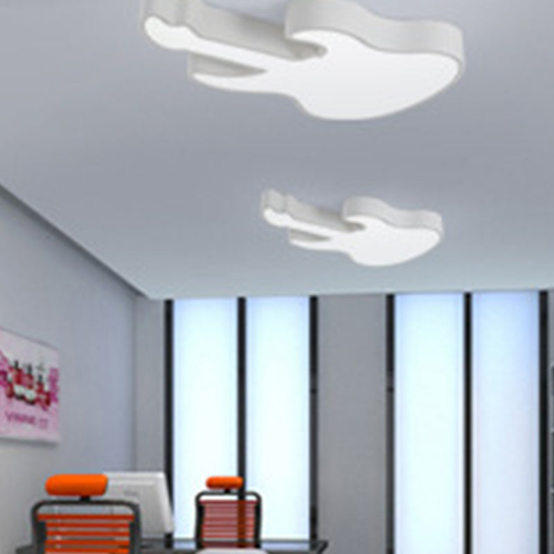 Guitar Flush Ceiling Light Kids Style Metal LED Kindergarten Ceiling Lighting