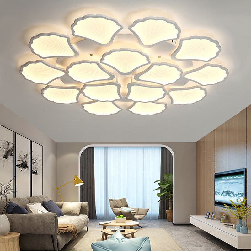 Ceiling Mounted Light Simple Metal Living Room LED Ceiling Lamp in White
