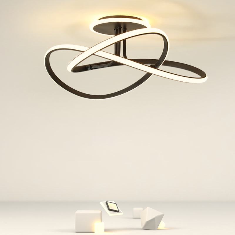 Modern Style Linear Shade Ceiling Light Metal 2 Headed Ceiling Light for Dining Room