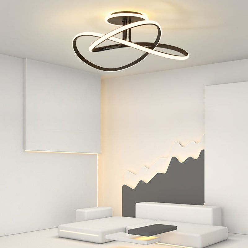 Modern Style Linear Shade Ceiling Light Metal 2 Headed Ceiling Light for Dining Room