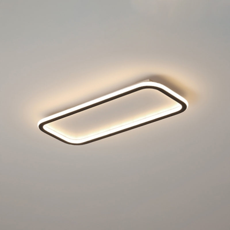 Metal Square Shade Flush Ceiling Light Modern Style 1 Light Flush Mount Fixture in Black