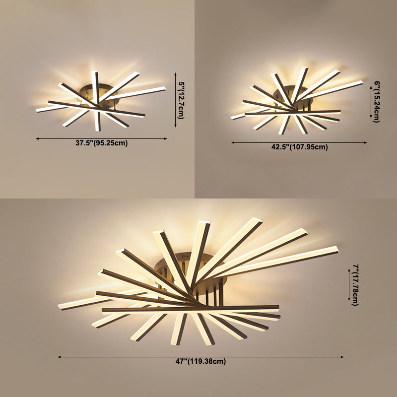 Line Shape LED Ceiling Lamp Modern Iron Flush Mount for Bedroom