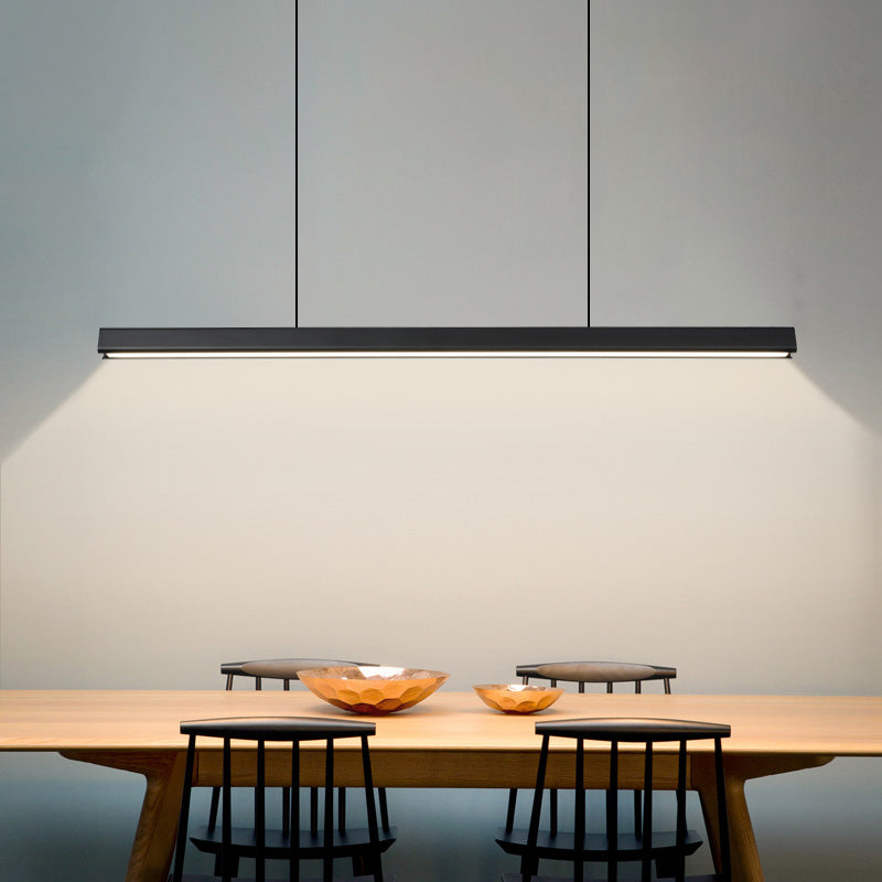 Black Metal Island Light Fixtures Modern Linear Restaurant Hanging Lamp with Acrylic Shade