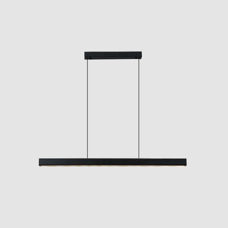 Black Metal Island Light Fixtures Modern Linear Restaurant Hanging Lamp with Acrylic Shade