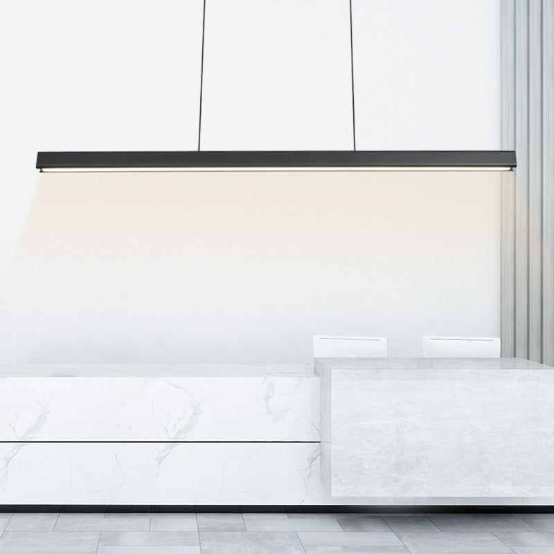 Black Metal Island Light Fixtures Modern Linear Restaurant Hanging Lamp with Acrylic Shade