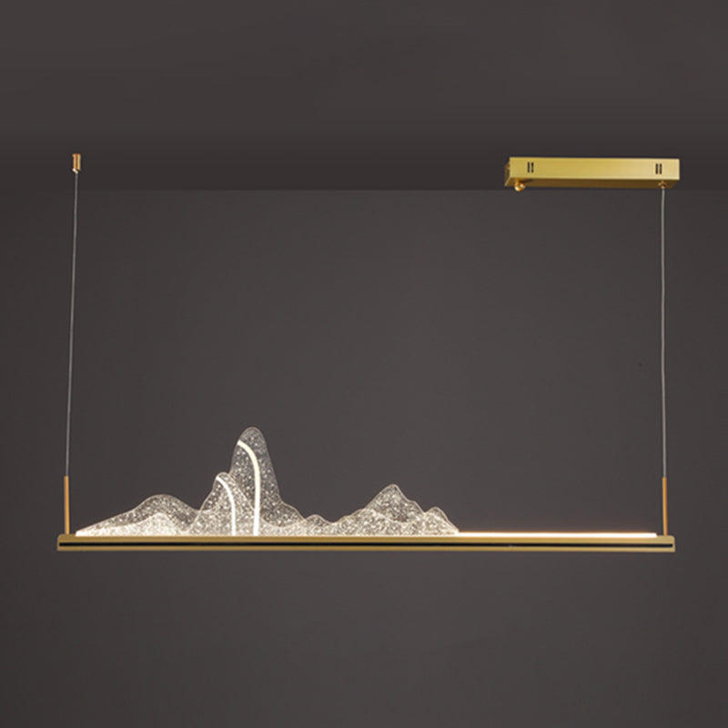 Modern Style Linear Shape Island Lighting Idea Metal 1 Light Island Pendant in Gold