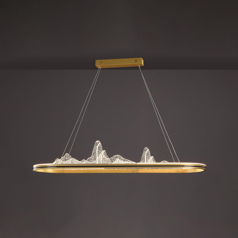 Modern Style Linear Shape Island Lighting Idea Metal 1 Light Island Pendant in Gold