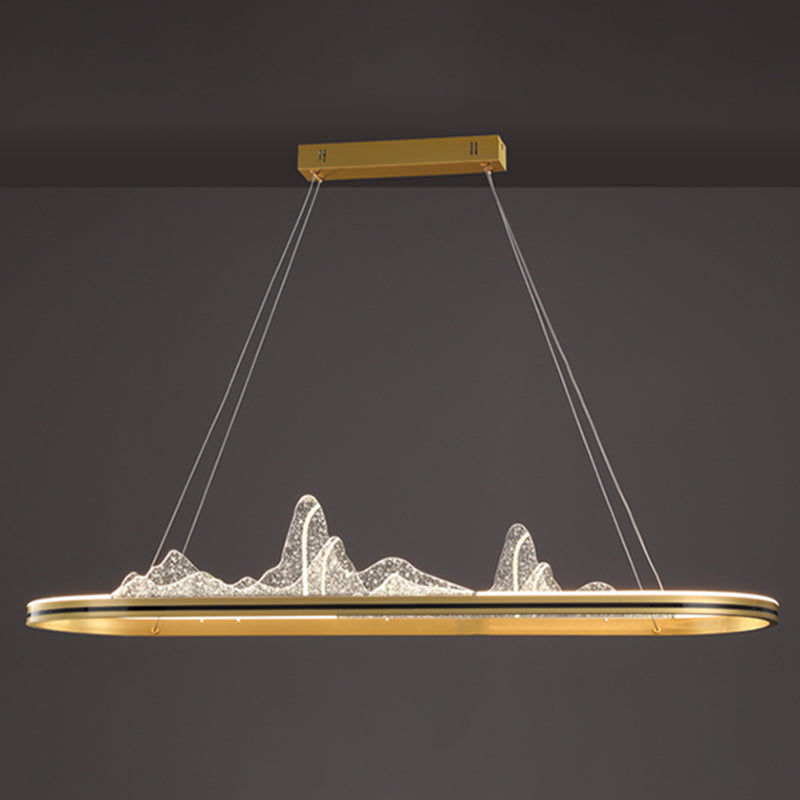 Modern Style Linear Shape Island Lighting Idea Metal 1 Light Island Pendant in Gold