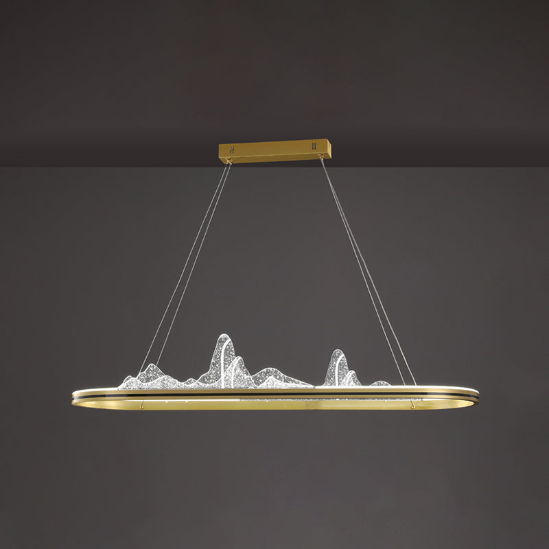 Modern Style Linear Shape Island Lighting Idea Metal 1 Light Island Pendant in Gold