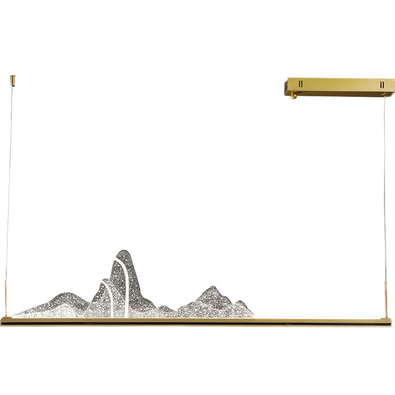 Modern Style Linear Shape Island Lighting Idea Metal 1 Light Island Pendant in Gold