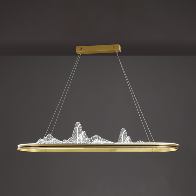 Modern Style Linear Shape Island Lighting Idea Metal 1 Light Island Pendant in Gold