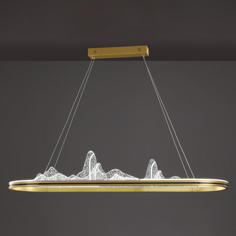 Modern Style Linear Shape Island Lighting Idea Metal 1 Light Island Pendant in Gold