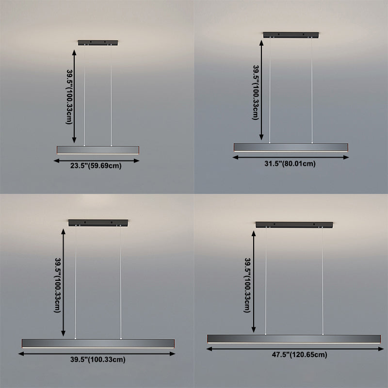 Modern Metal Island Lamp Linear 1-Light Restaurant Pendant Light with Acrylic Shade