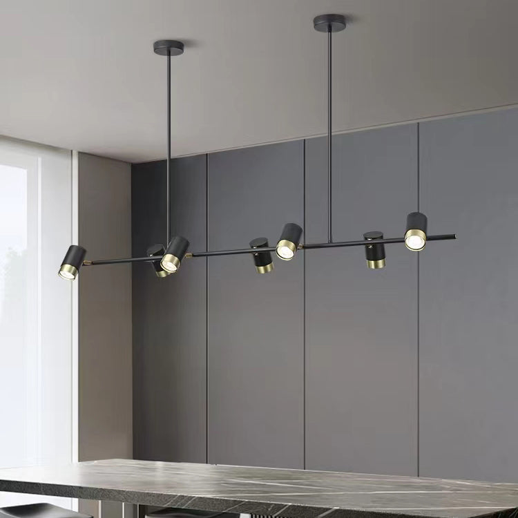 Contemporary Style Cylinder Island Lighting Ideas Metal Island Light Fixtures in Black