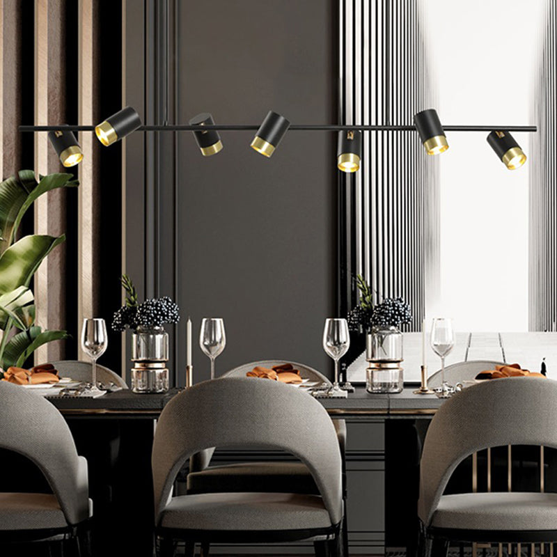 Contemporary Style Cylinder Island Lighting Ideas Metal Island Light Fixtures in Black