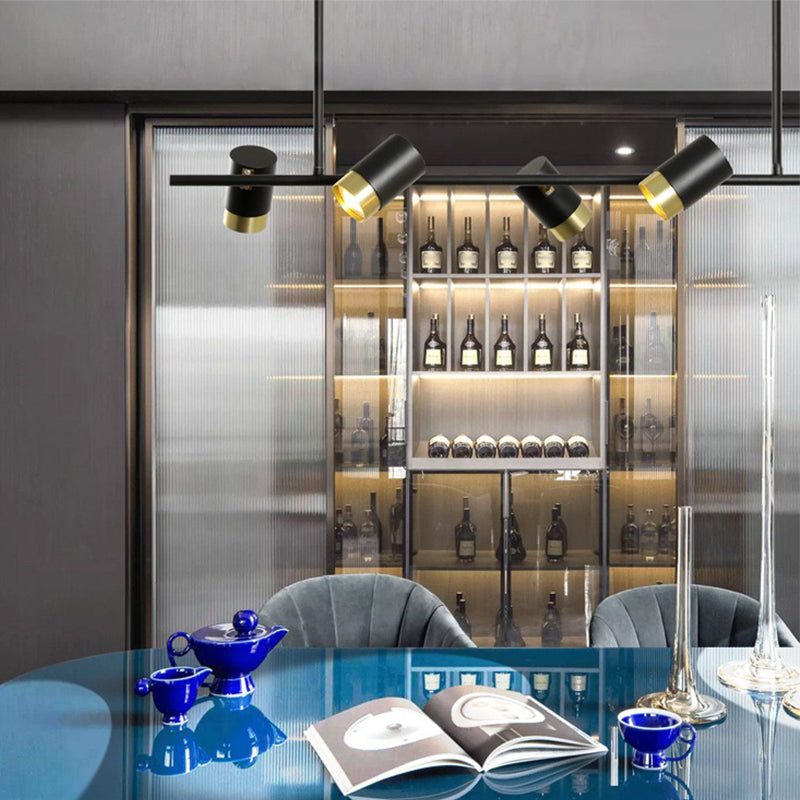 Contemporary Style Cylinder Island Lighting Ideas Metal Island Light Fixtures in Black