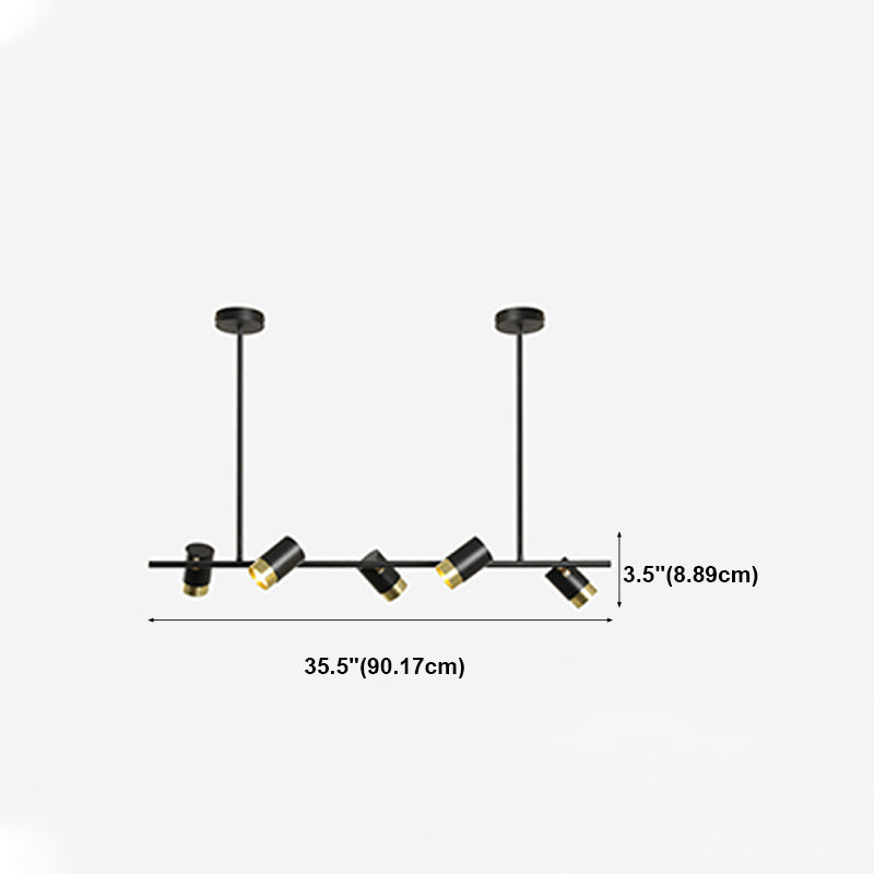 Contemporary Style Cylinder Island Lighting Ideas Metal Island Light Fixtures in Black