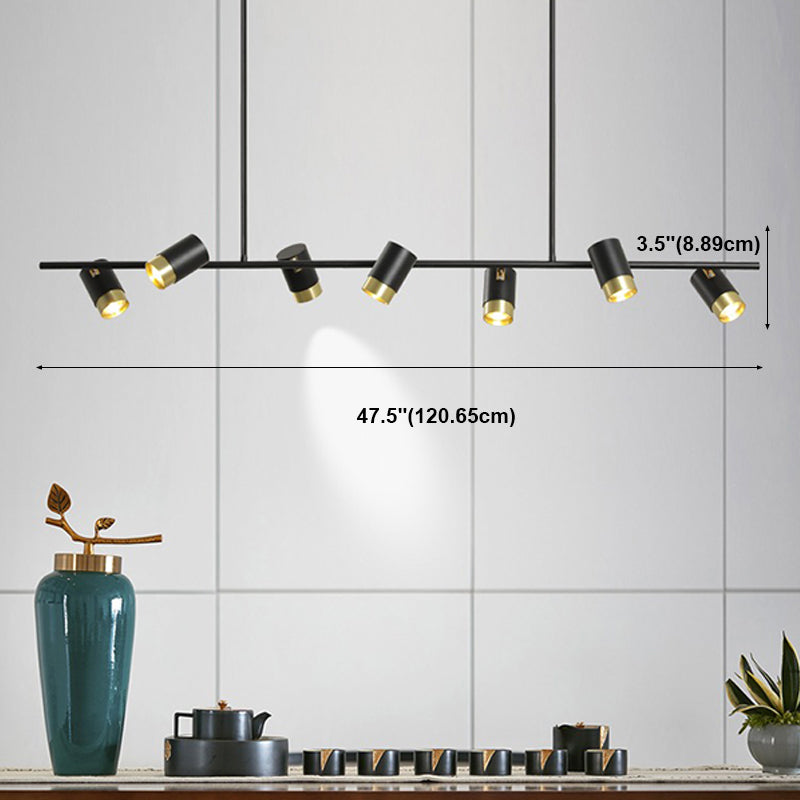 Contemporary Style Cylinder Island Lighting Ideas Metal Island Light Fixtures in Black