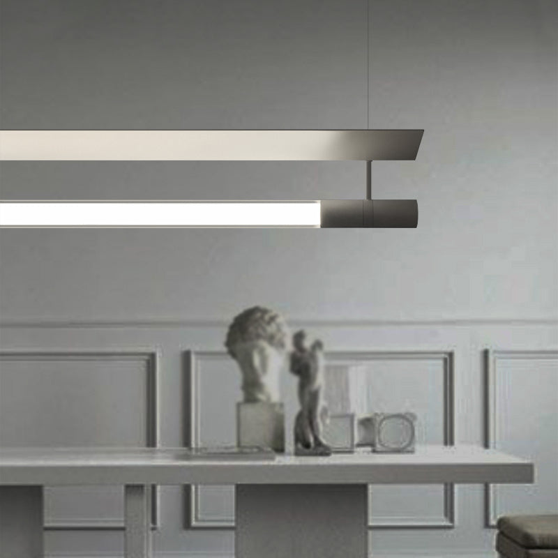 Modern Style Linear Shape Island Lighting Idea Metal 1 Light Island Pendant in Silver