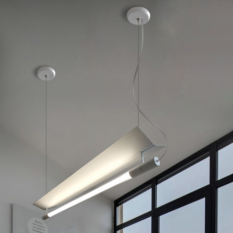 Modern Style Linear Shape Island Lighting Idea Metal 1 Light Island Pendant in Silver