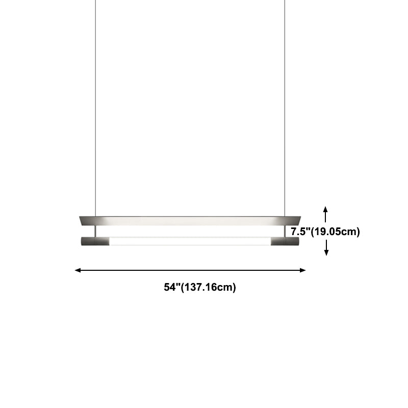 Modern Style Linear Shape Island Lighting Idea Metal 1 Light Island Pendant in Silver