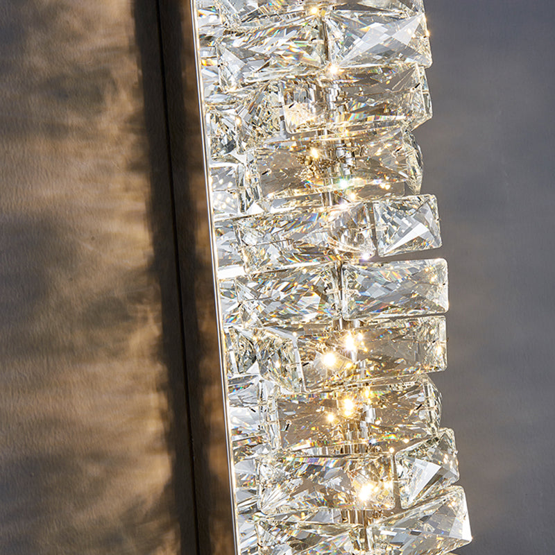 Contemporary Metal Wall Light Geometric Wall Sconce with Crystal for Bedroom
