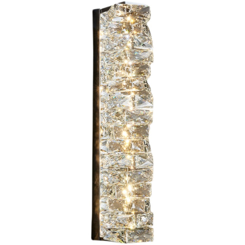 Contemporary Metal Wall Light Geometric Wall Sconce with Crystal for Bedroom