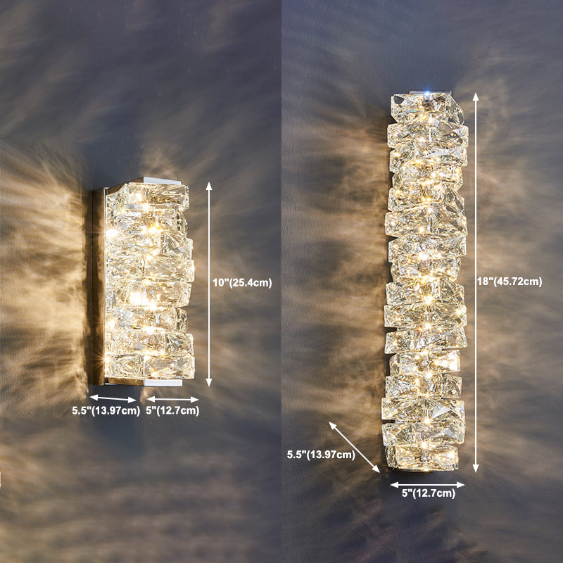 Contemporary Metal Wall Light Geometric Wall Sconce with Crystal for Bedroom