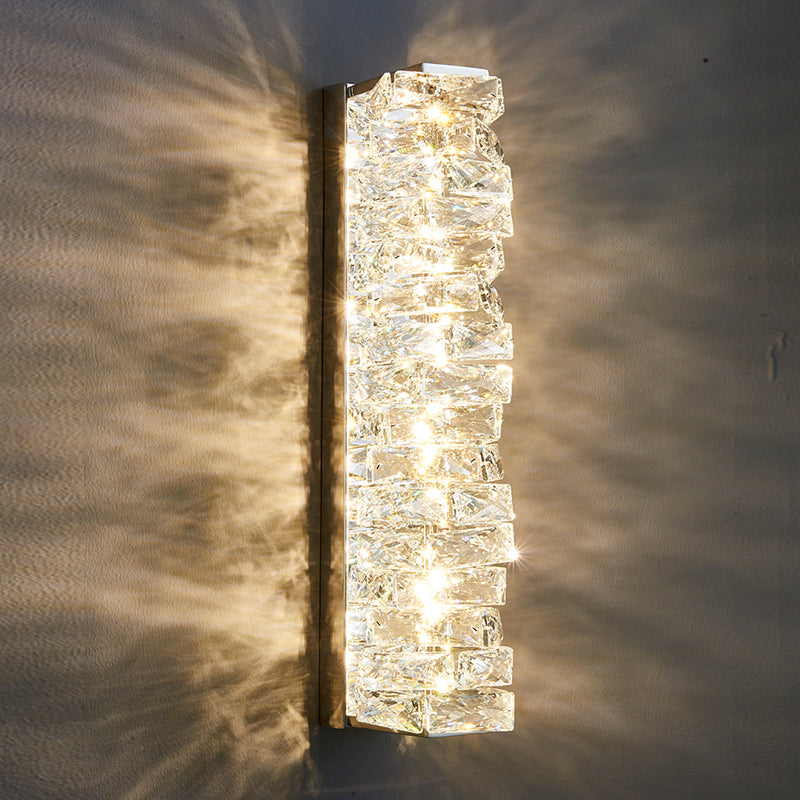 Contemporary Metal Wall Light Geometric Wall Sconce with Crystal for Bedroom