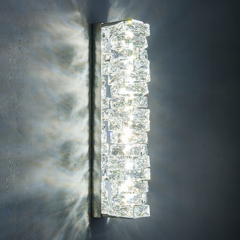 Contemporary Metal Wall Light Geometric Wall Sconce with Crystal for Bedroom
