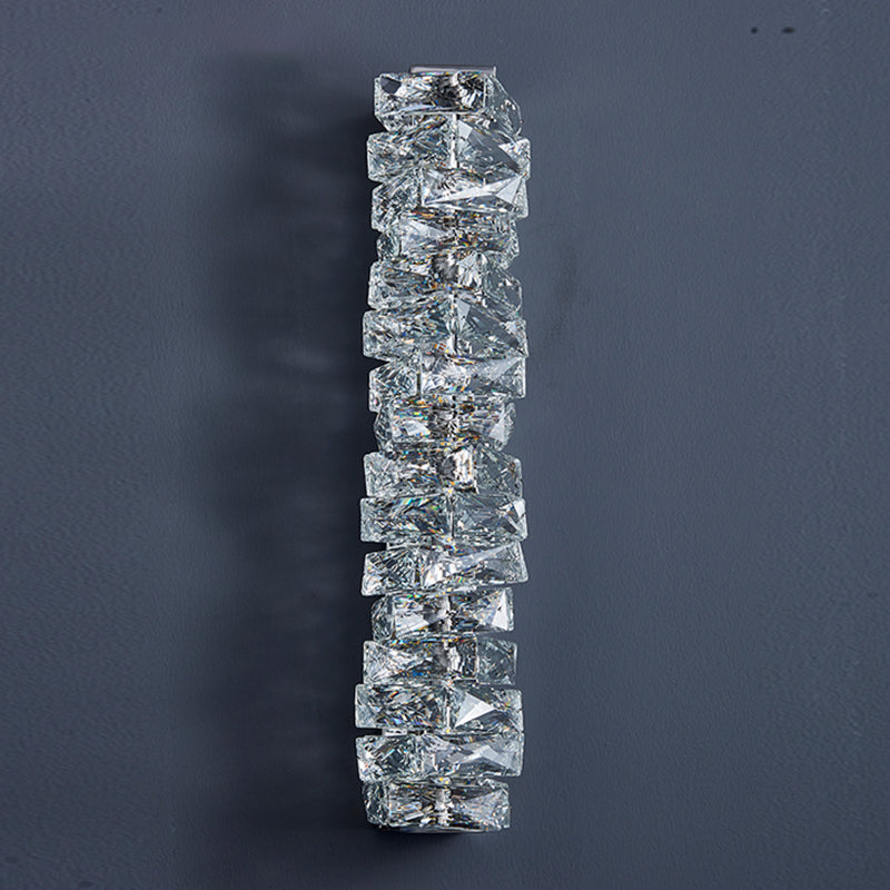 Contemporary Metal Wall Light Geometric Wall Sconce with Crystal for Bedroom