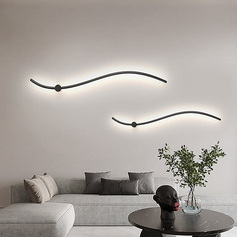 Metal Linear Wall Mounted Lamps Modern Style 1 Light Wall Lighting Fixtures