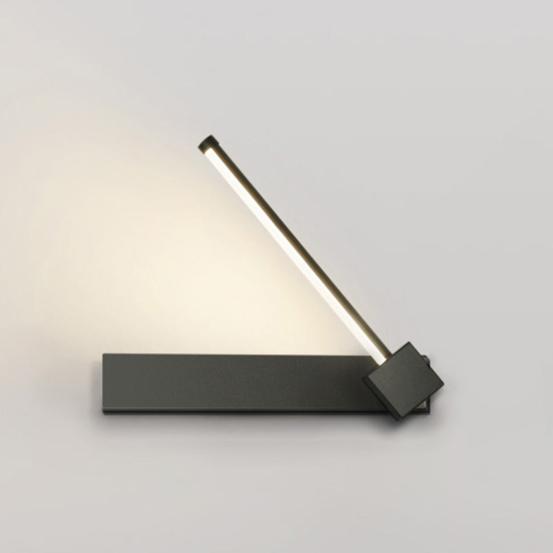 Modern Metal Wall Light Straight Rotatable 12" Wide Wall Sconce for Bedroom