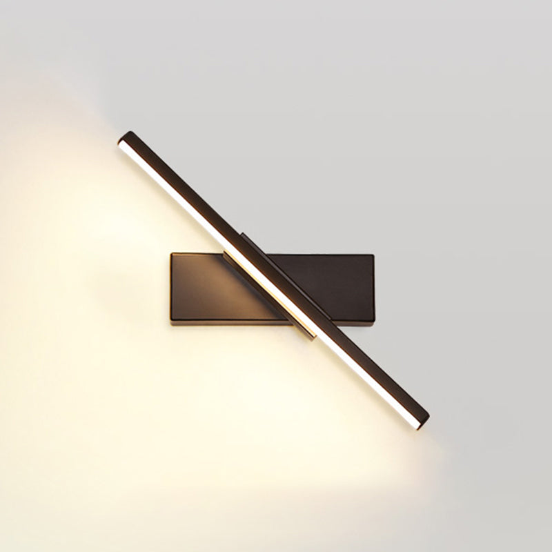 Modern Metal Wall Light Straight Rotatable 12" Wide Wall Sconce for Bedroom