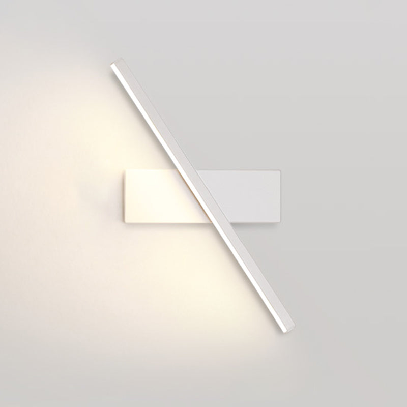 Modern Metal Wall Light Straight Rotatable 12" Wide Wall Sconce for Bedroom