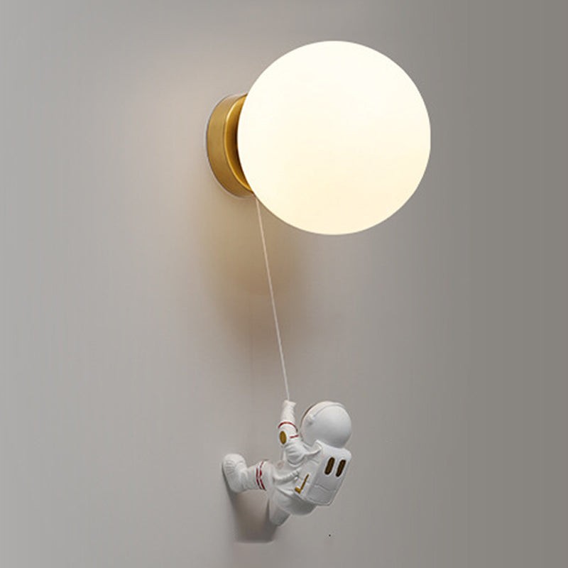 Modern Style Wall Mount Light 1-Light LED Wall Sconce Light with Glass Shade for Bedside