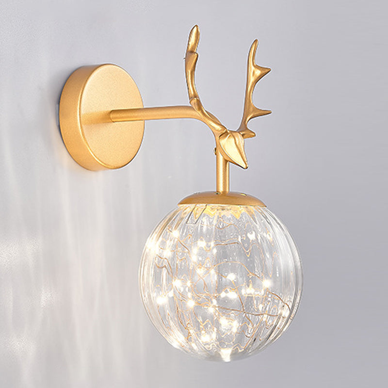 Modern Style Spherical Shape Wall Sconce Glass 1 Light Wall Lighting for Bedroom