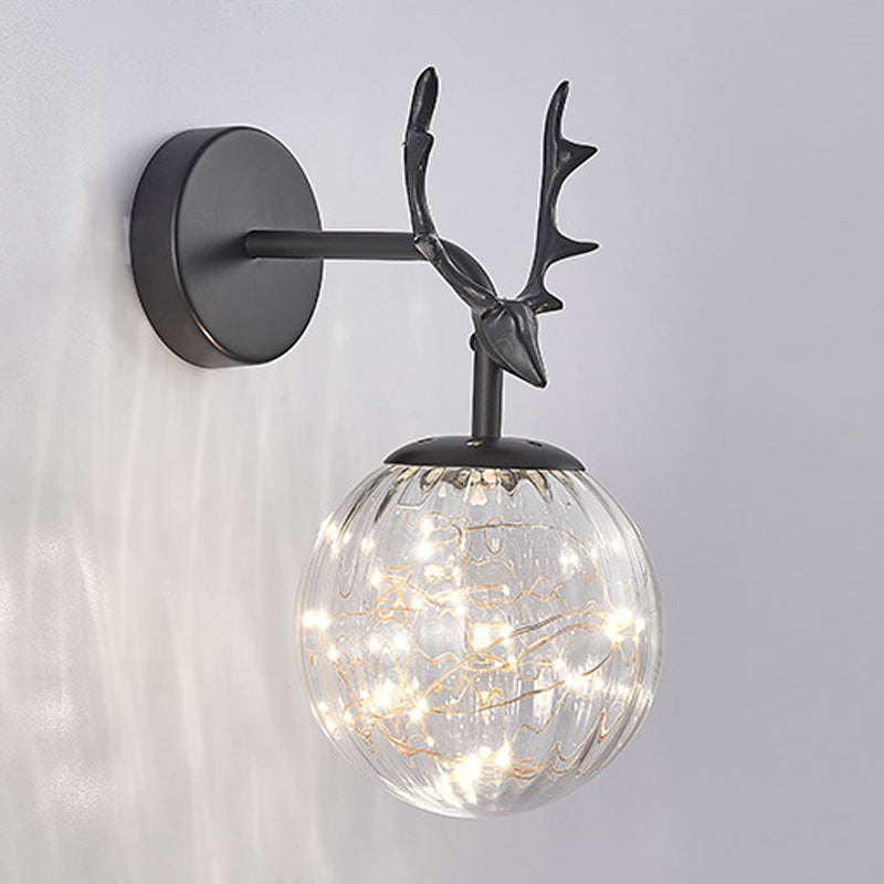 Modern Style Spherical Shape Wall Sconce Glass 1 Light Wall Lighting for Bedroom