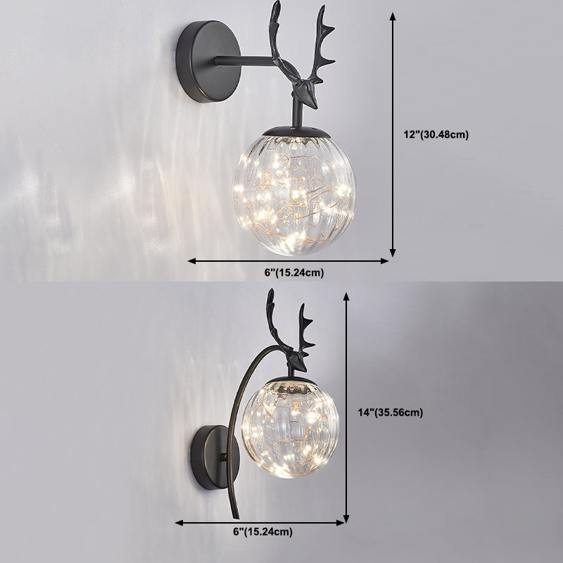 Modern Style Spherical Shape Wall Sconce Glass 1 Light Wall Lighting for Bedroom