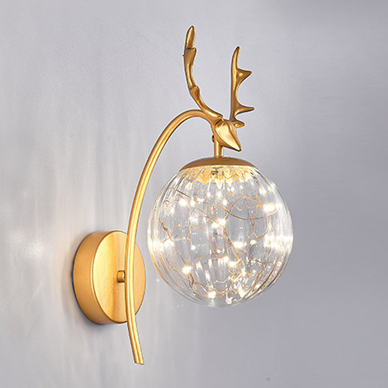 Modern Style Spherical Shape Wall Sconce Glass 1 Light Wall Lighting for Bedroom