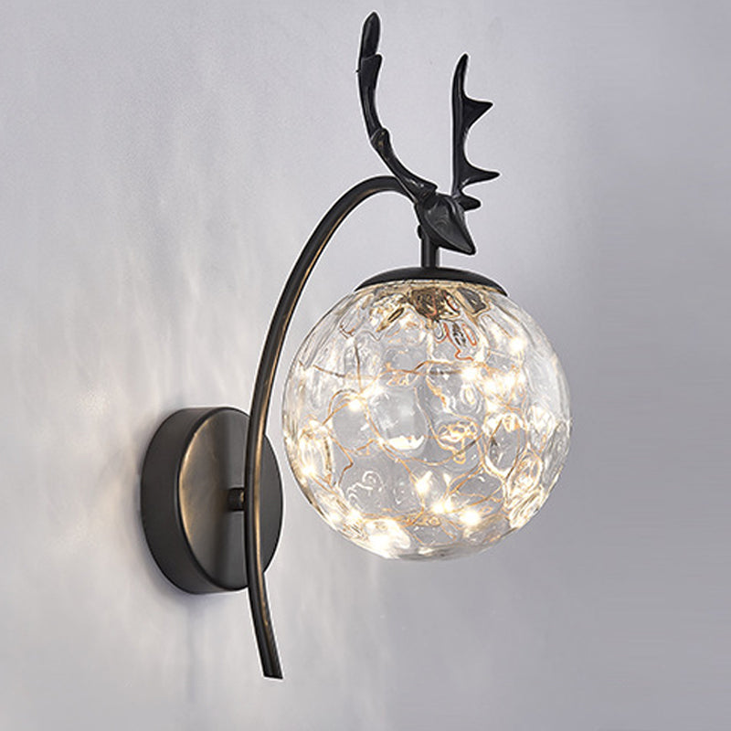 Modern Style Spherical Shape Wall Sconce Glass 1 Light Wall Lighting for Bedroom