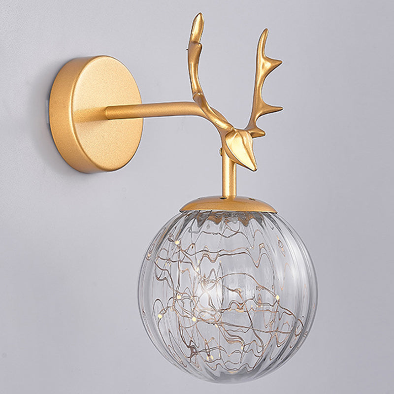 Modern Style Spherical Shape Wall Sconce Glass 1 Light Wall Lighting for Bedroom