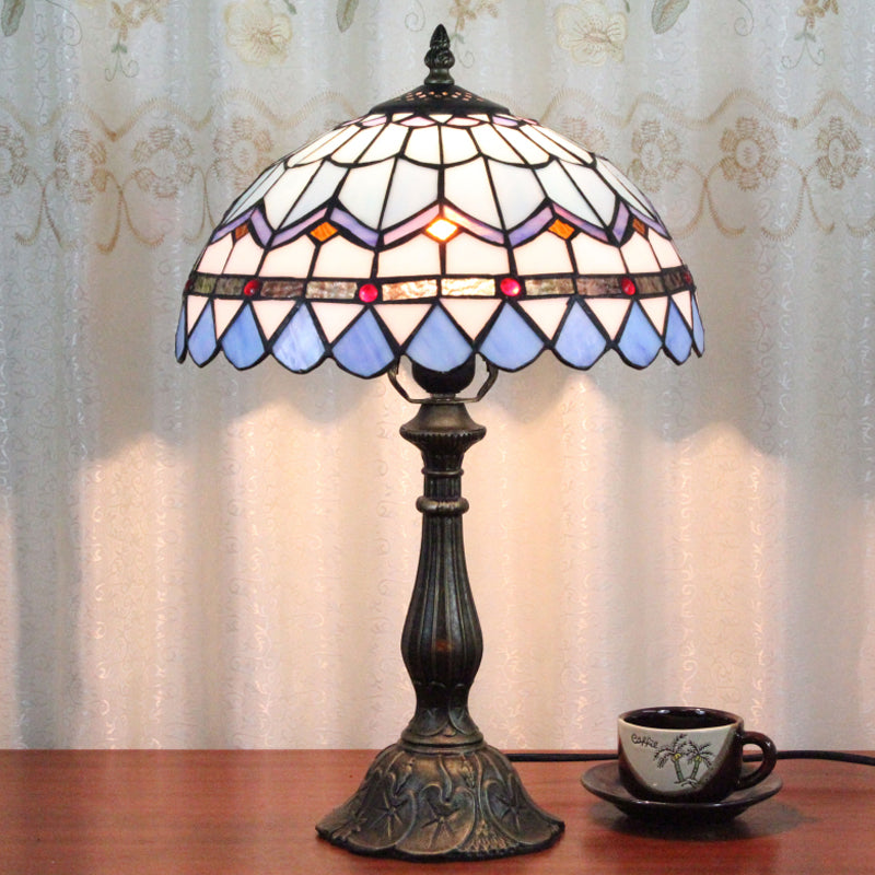 Tiffany Style Table Lamp 1-Light Desk Lamp with Glass Shade for Bedroom