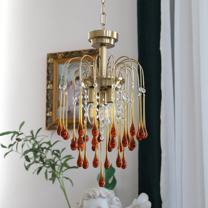 American Water Droplets Shape Chandelier Gold Chandelier Pendant for Dining Room